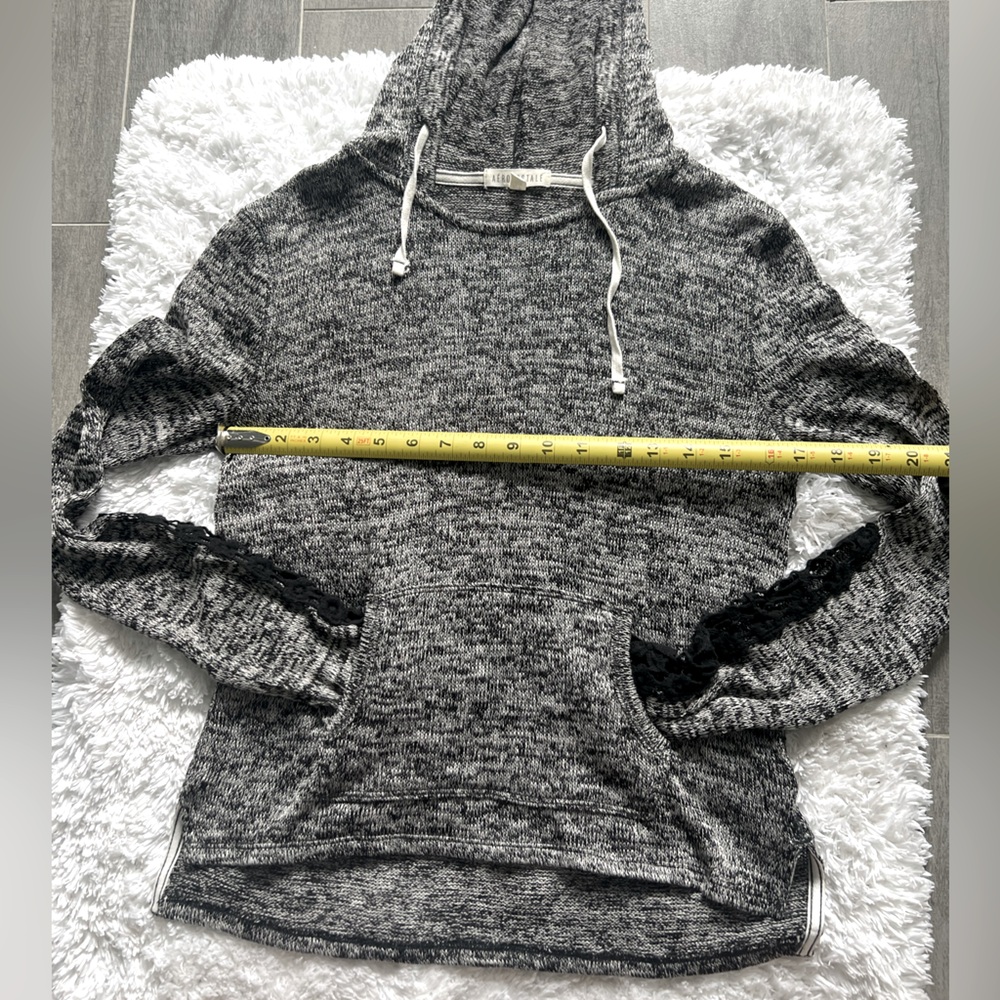 Aeropostale Black and White Cowl Neck Sweater Hoodie. Airy w beautiful accent - Picture 14 of 15